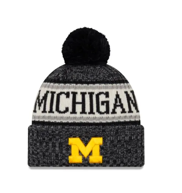 Michigan Wolverines - Team Logo Knit Hat with Pom, New Era