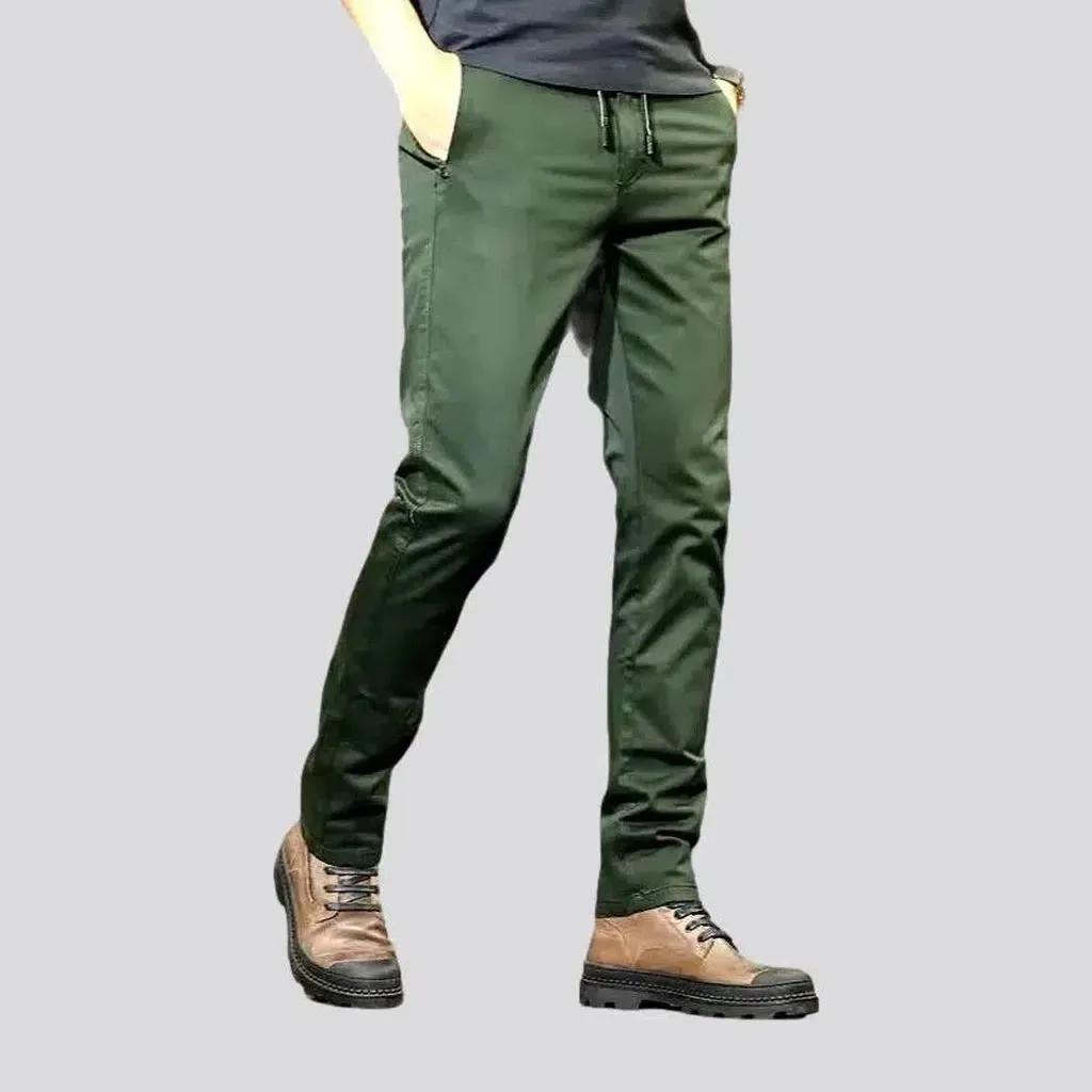 Mid-waist slim men's jeans pants