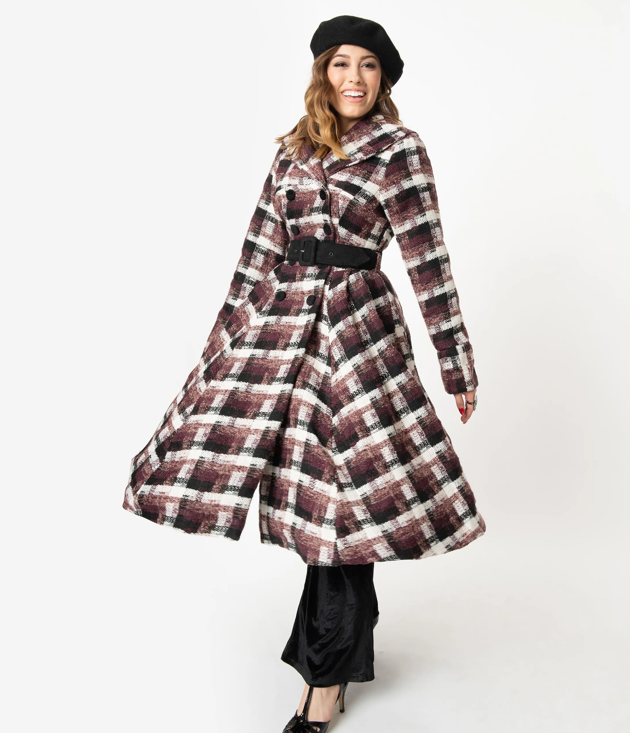 Miss Candyfloss Plaid Belted Teagan Coat