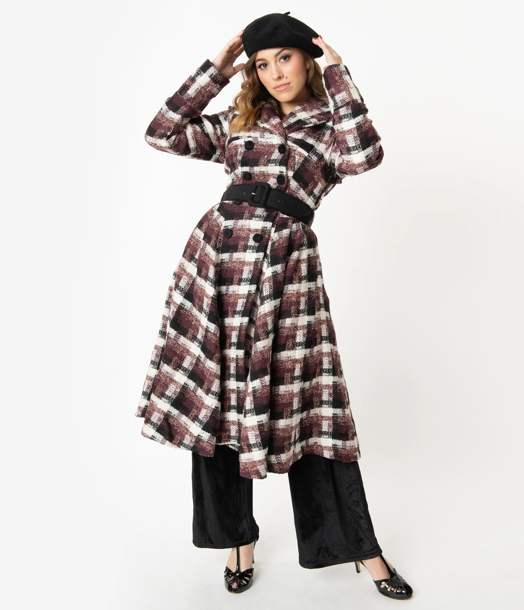 Miss Candyfloss Plaid Belted Teagan Coat