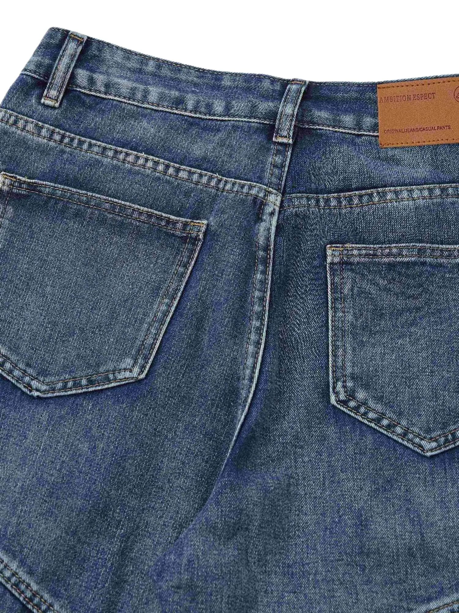 Multi-Pocket Washed Jeans