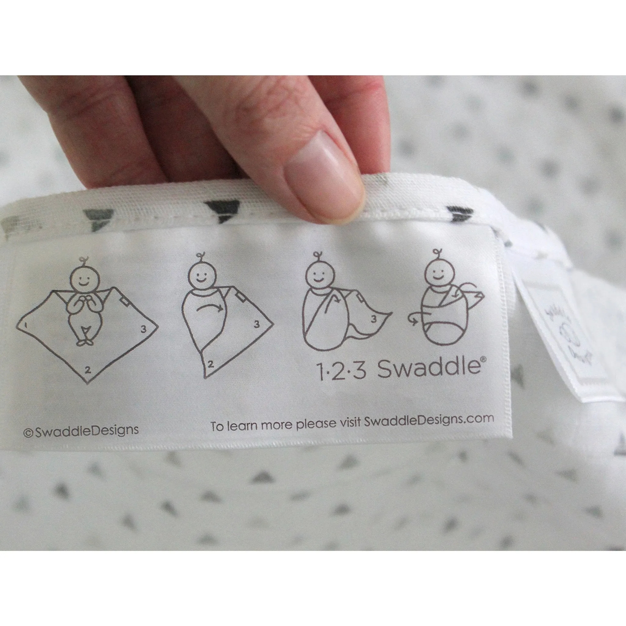 Muslin Swaddle, Pajama Gown and Hat Newborn Gift Set - Tiny Triangles, Grays with a Touch of Shimmer