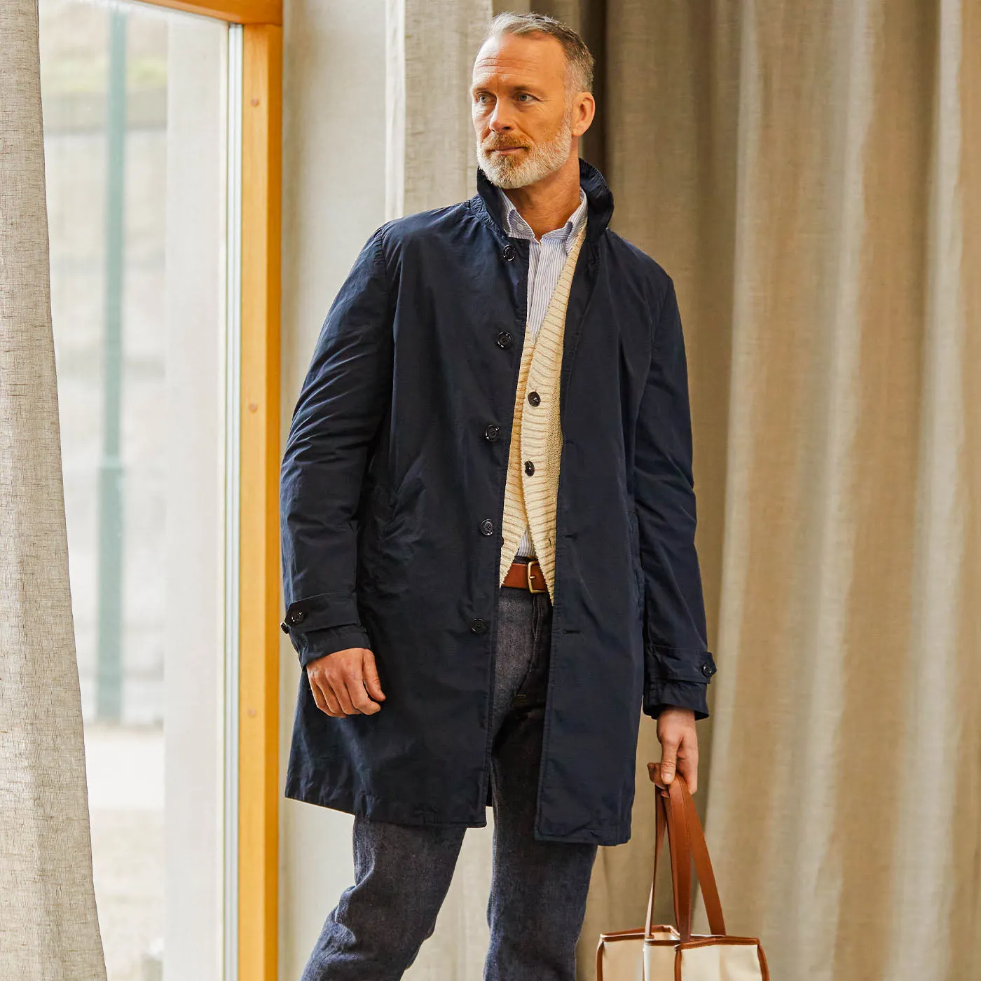 Navy Blue Micro Nylon Limone Coat
