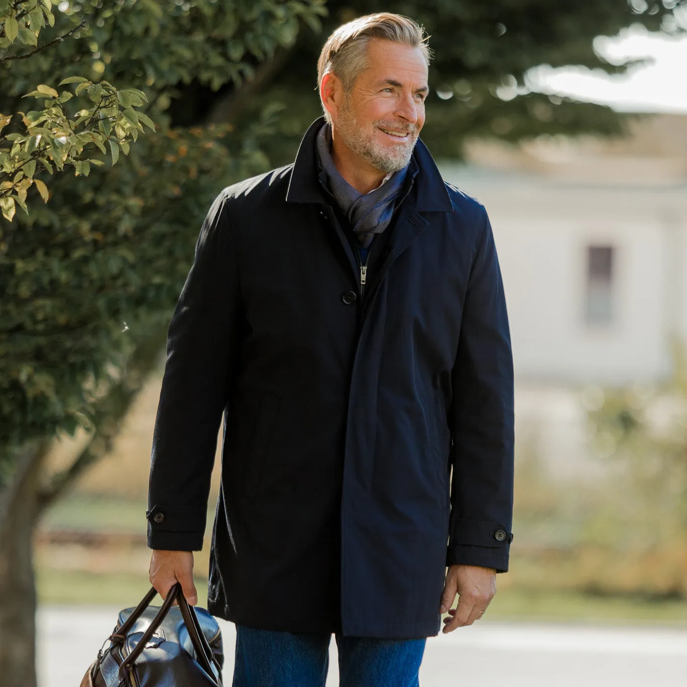 Navy Blue Technical Nylon Morning Coat