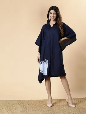 Navy Rayon Shirt-Kaftan - Galaxy