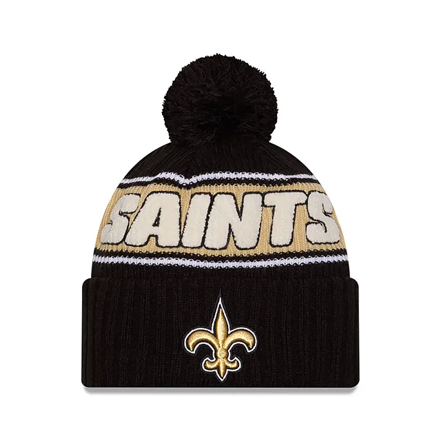 New Orleans Saints NFL New Era Men's Black 2024 Sideline Sport Knit Pom Hat