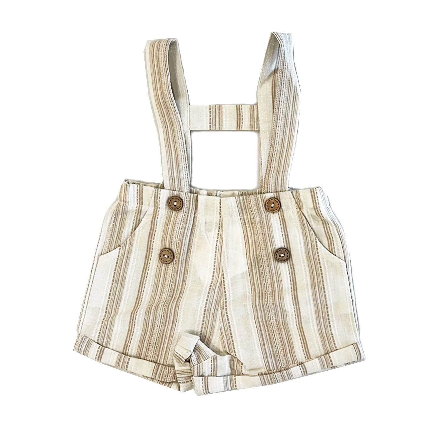 Noma Beige Stripe Striped H Bar Overall (NBB705)