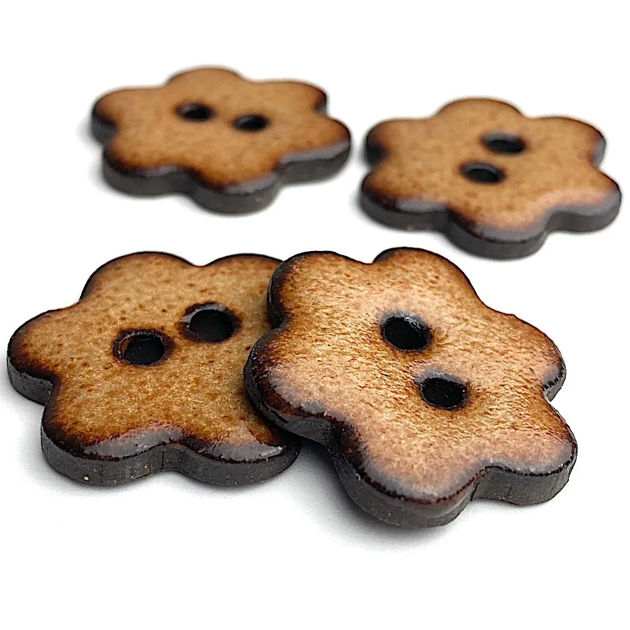 Nutmeg/Black Ceramic 1" Flower Buttons 2-Hole #RN-NLFL