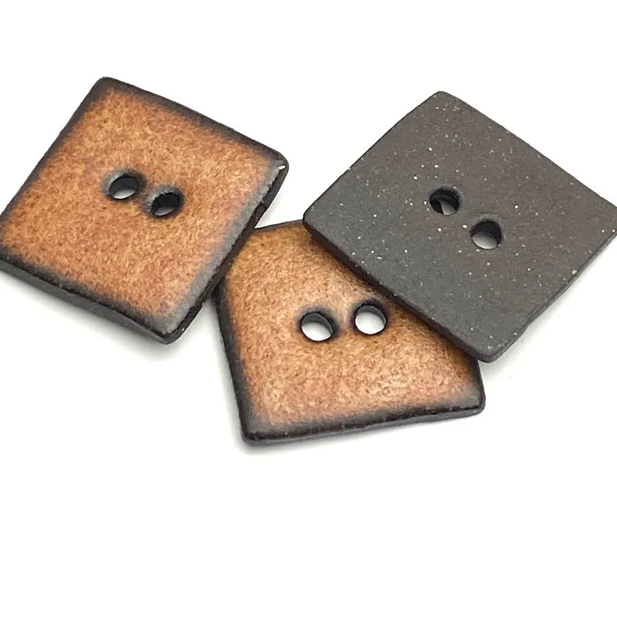 Nutmeg/Black Ceramic 1" Square Buttons 2-Hole #RN-NSQ