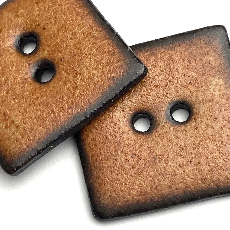 Nutmeg/Black Ceramic 1" Square Buttons 2-Hole #RN-NSQ