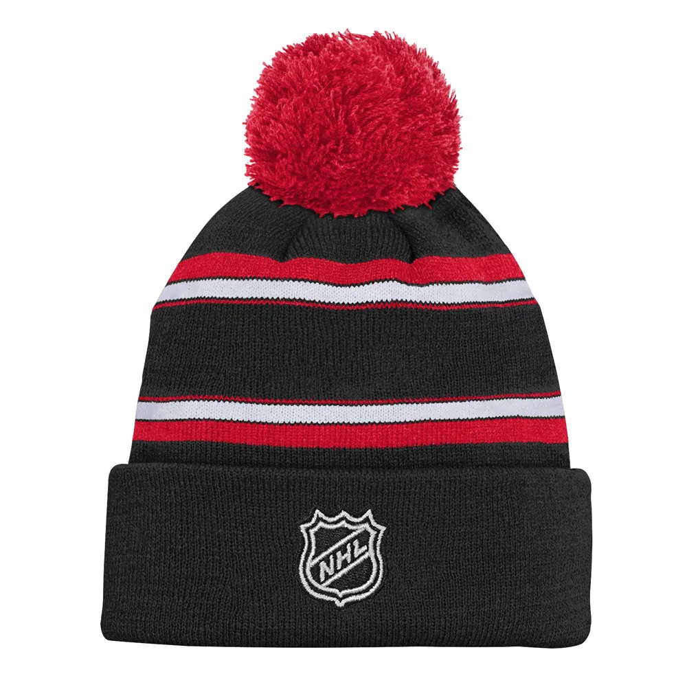 OTTAWA SENATORS YOUTH JACQUARD CUFFED KNIT TOQUE WITH POM