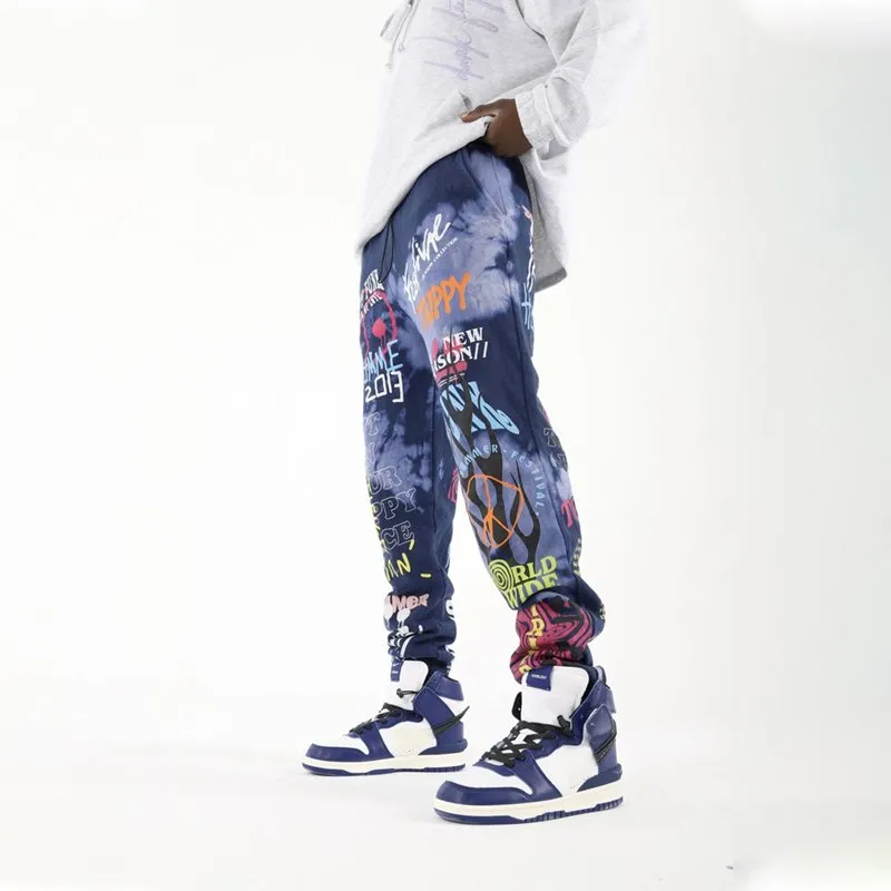 Personalized track pants with graffiti letters