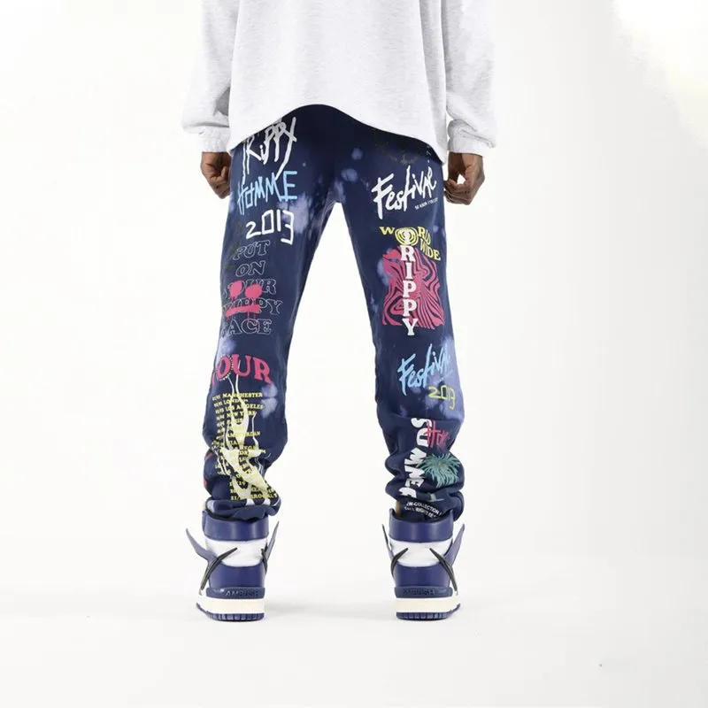 Personalized track pants with graffiti letters