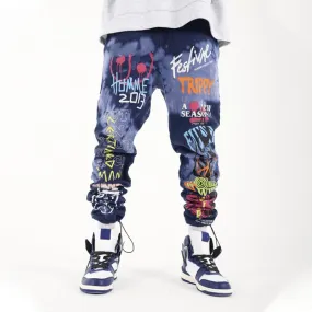 Personalized track pants with graffiti letters