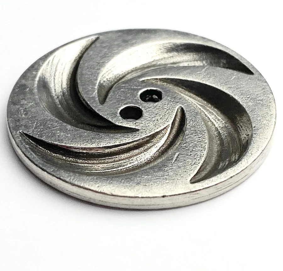 Pinwheel Large Pewter 2-hole Button, 1-5/16" /  33mm USA Made, #FJ-57