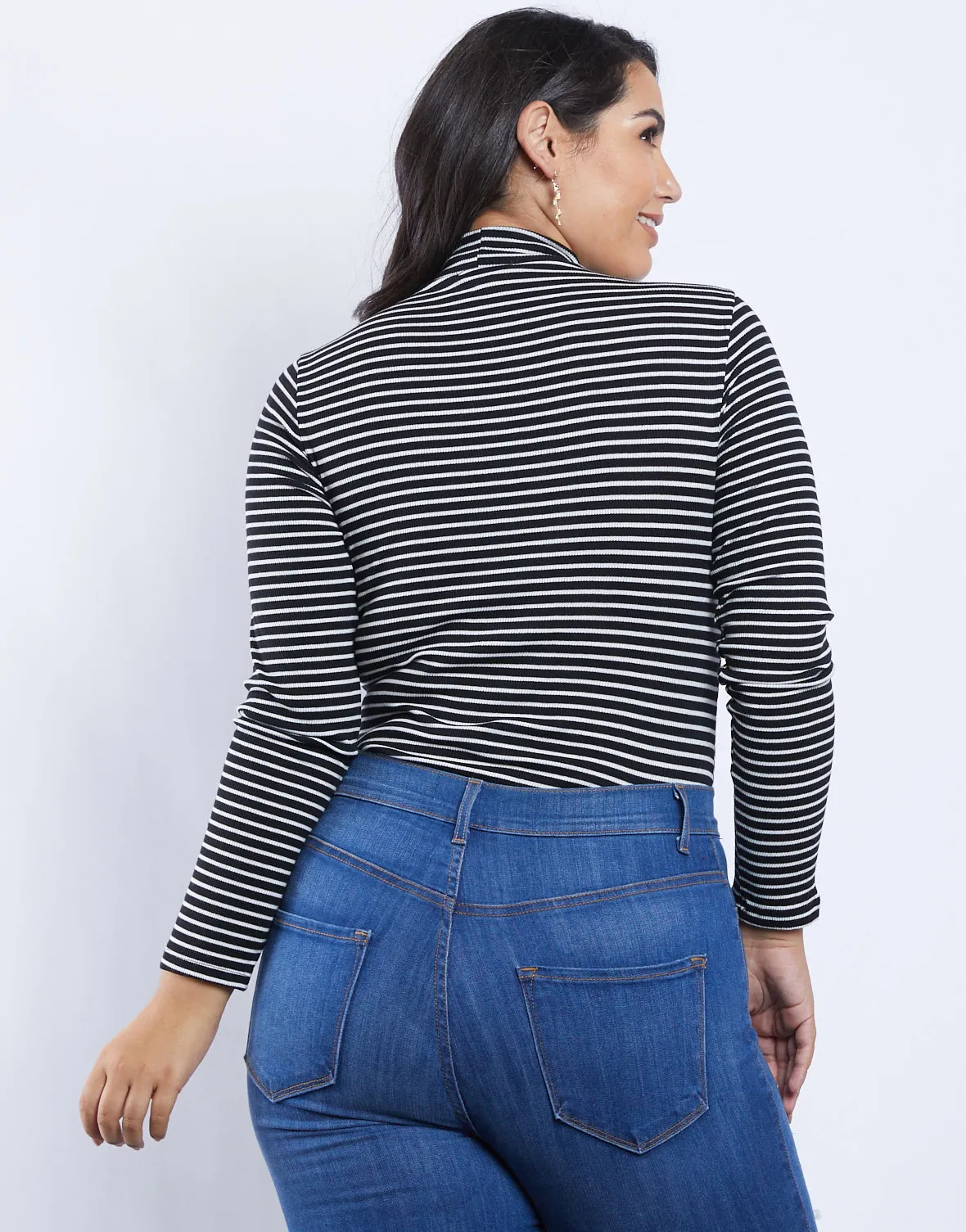 Plus Size Izzy Striped Mock Neck Bodysuit