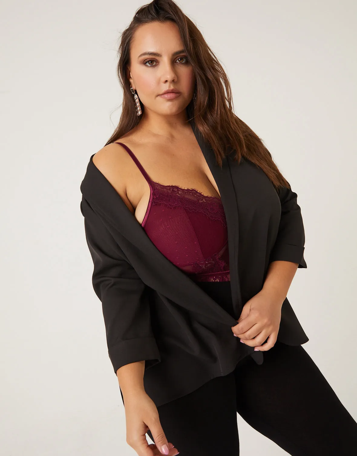 Plus Size Sheer Lace Bodysuit