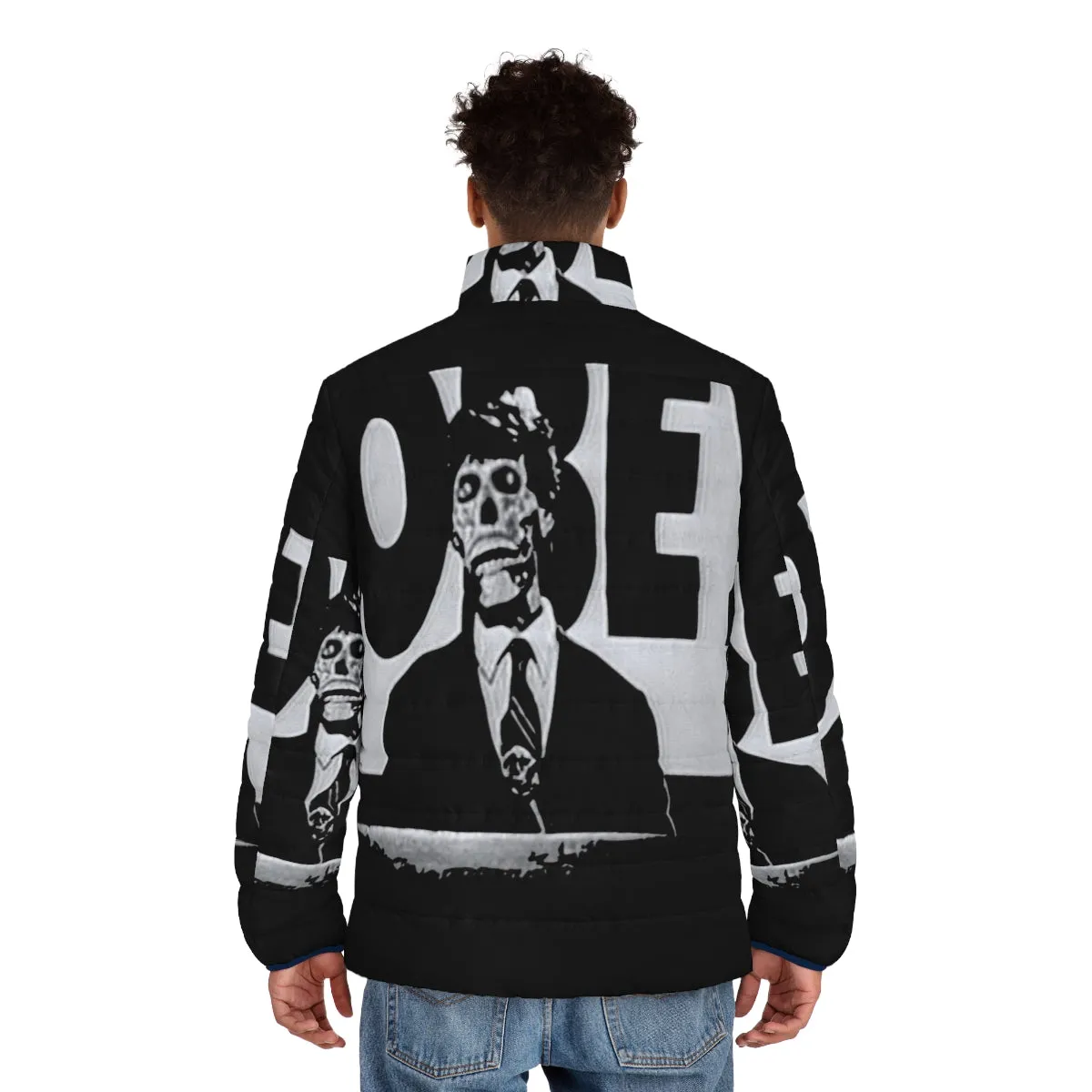 "They Live" Puffer Jacket - Iconic 80s Sci-Fi Satire Apparel