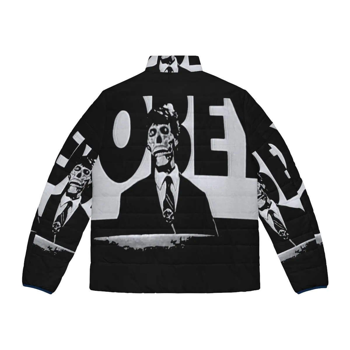 "They Live" Puffer Jacket - Iconic 80s Sci-Fi Satire Apparel