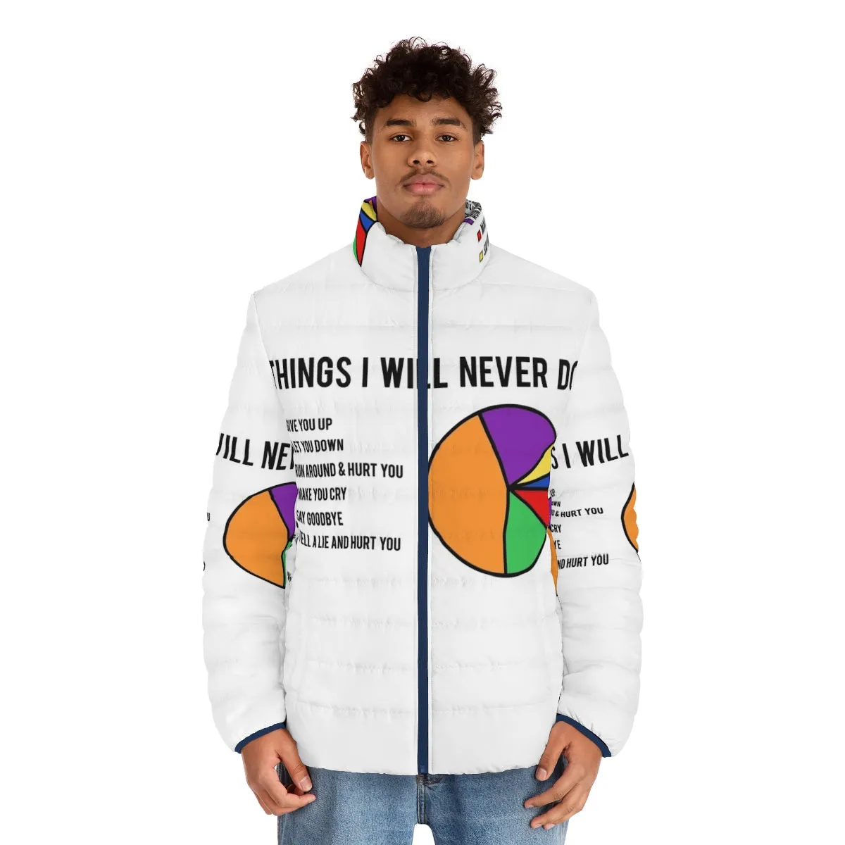 "Things I Will Never Do" Puffer Jacket - A Rick Astley-Inspired Must-Have