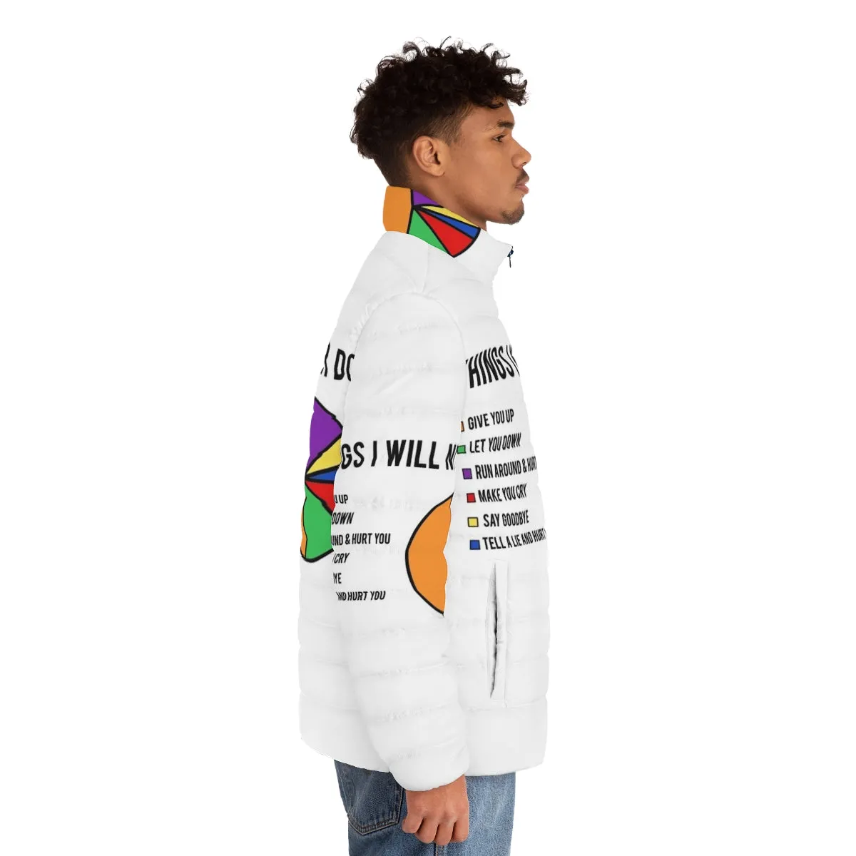 "Things I Will Never Do" Puffer Jacket - A Rick Astley-Inspired Must-Have