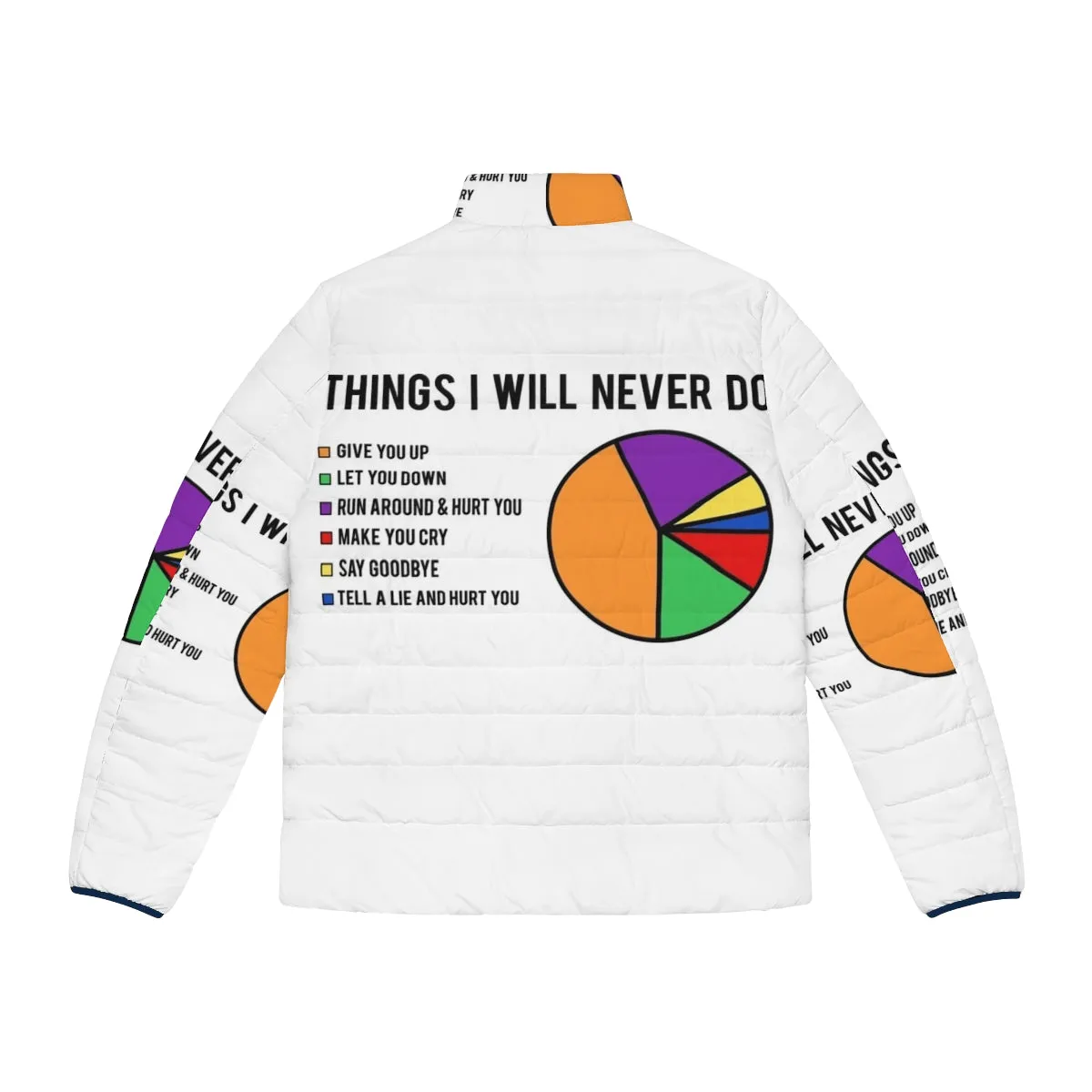 "Things I Will Never Do" Puffer Jacket - A Rick Astley-Inspired Must-Have