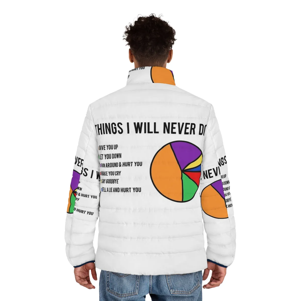 "Things I Will Never Do" Puffer Jacket - A Rick Astley-Inspired Must-Have