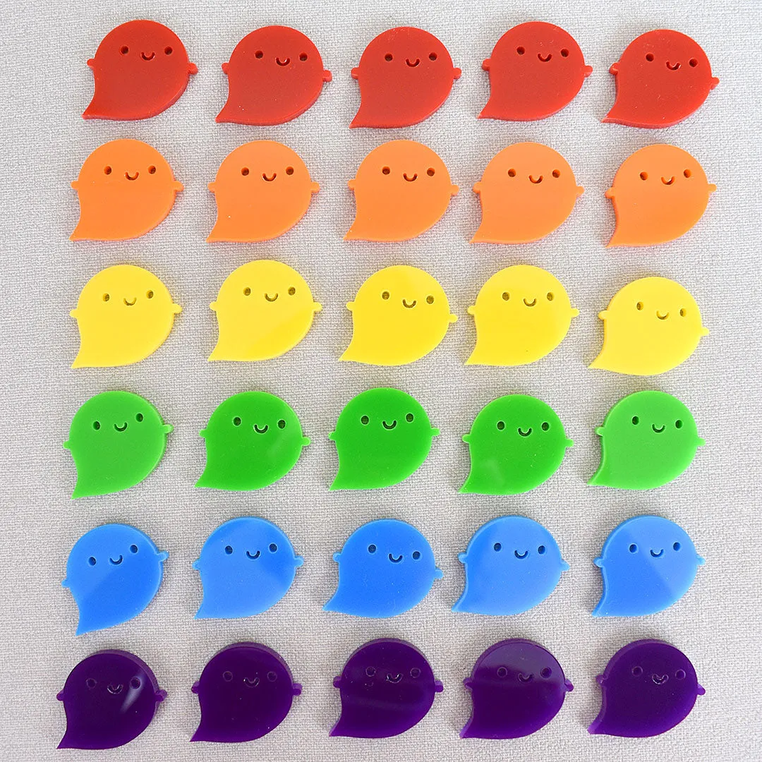 Rainbow Ghost Acrylic Brooches - Limited Edition