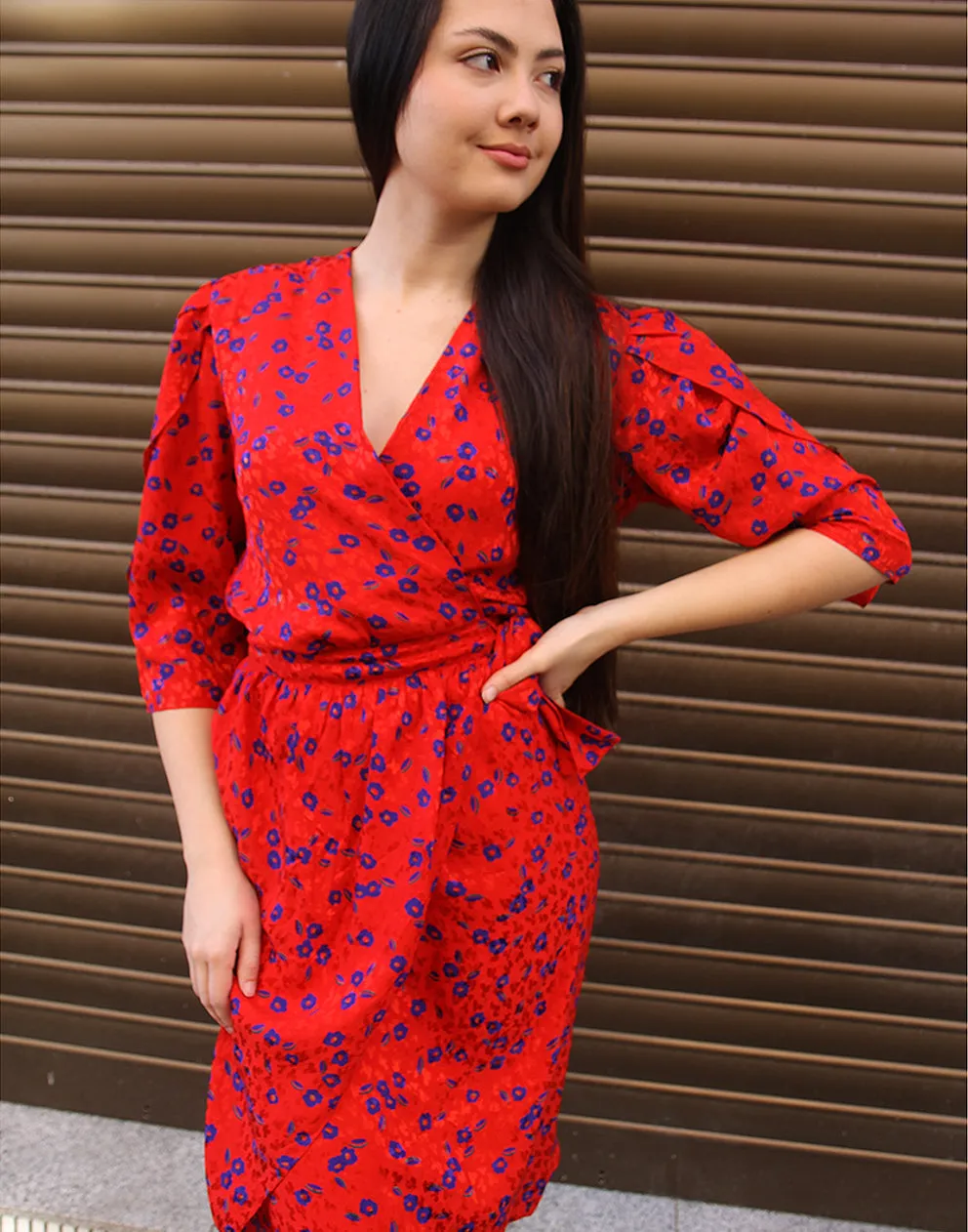 Red Silk Wrap Dress