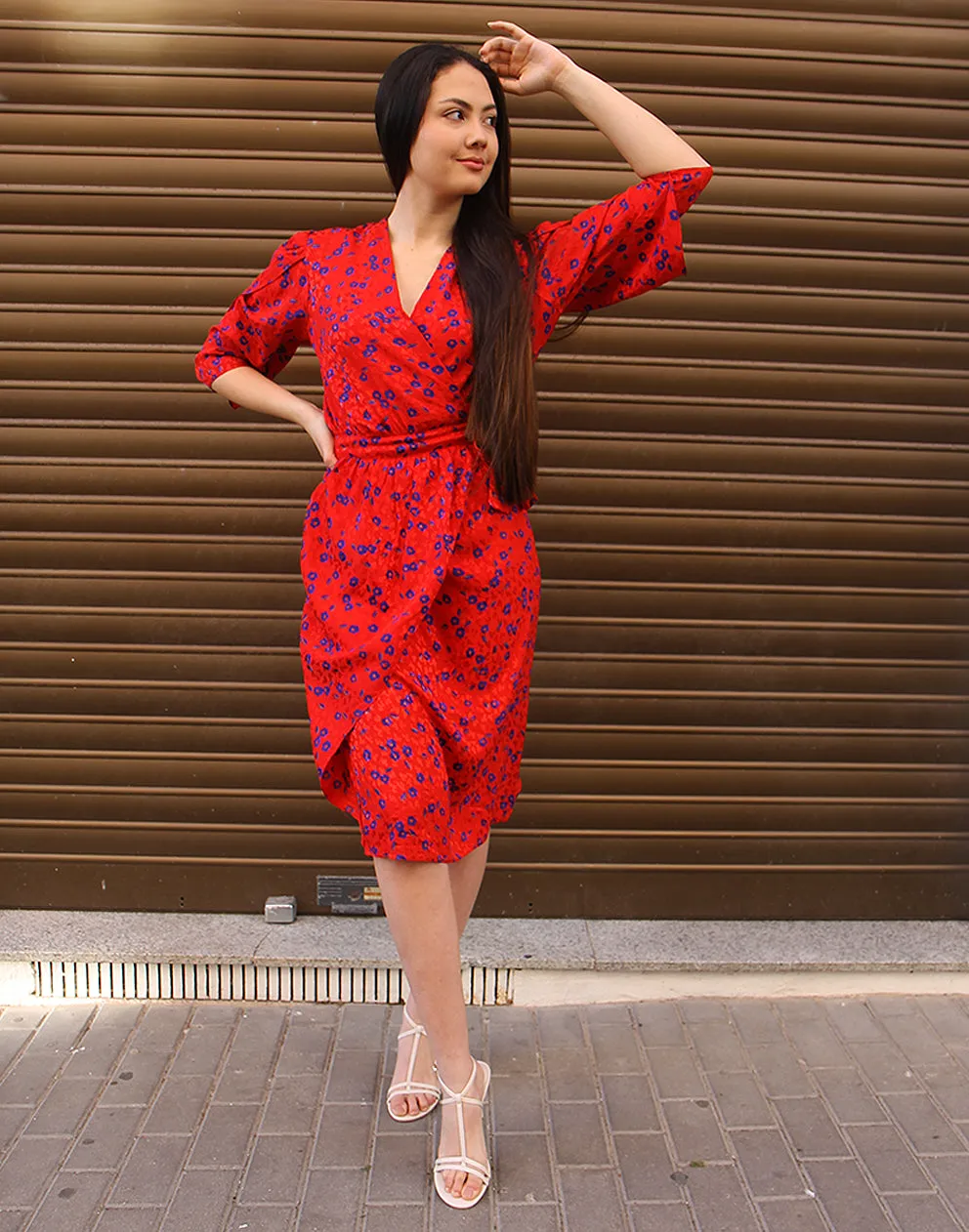 Red Silk Wrap Dress