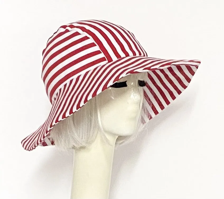 Red White Striped Sun Hat