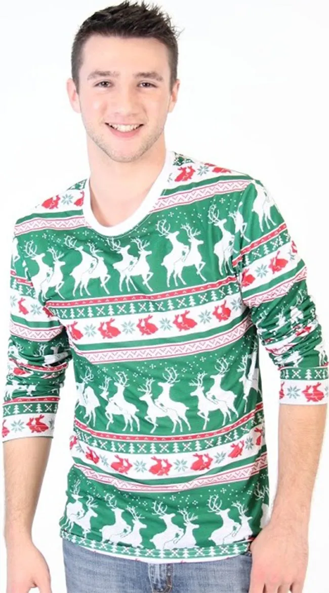 Reindeers And Rabbits Faux Ugly Christmas Sweater Shirt