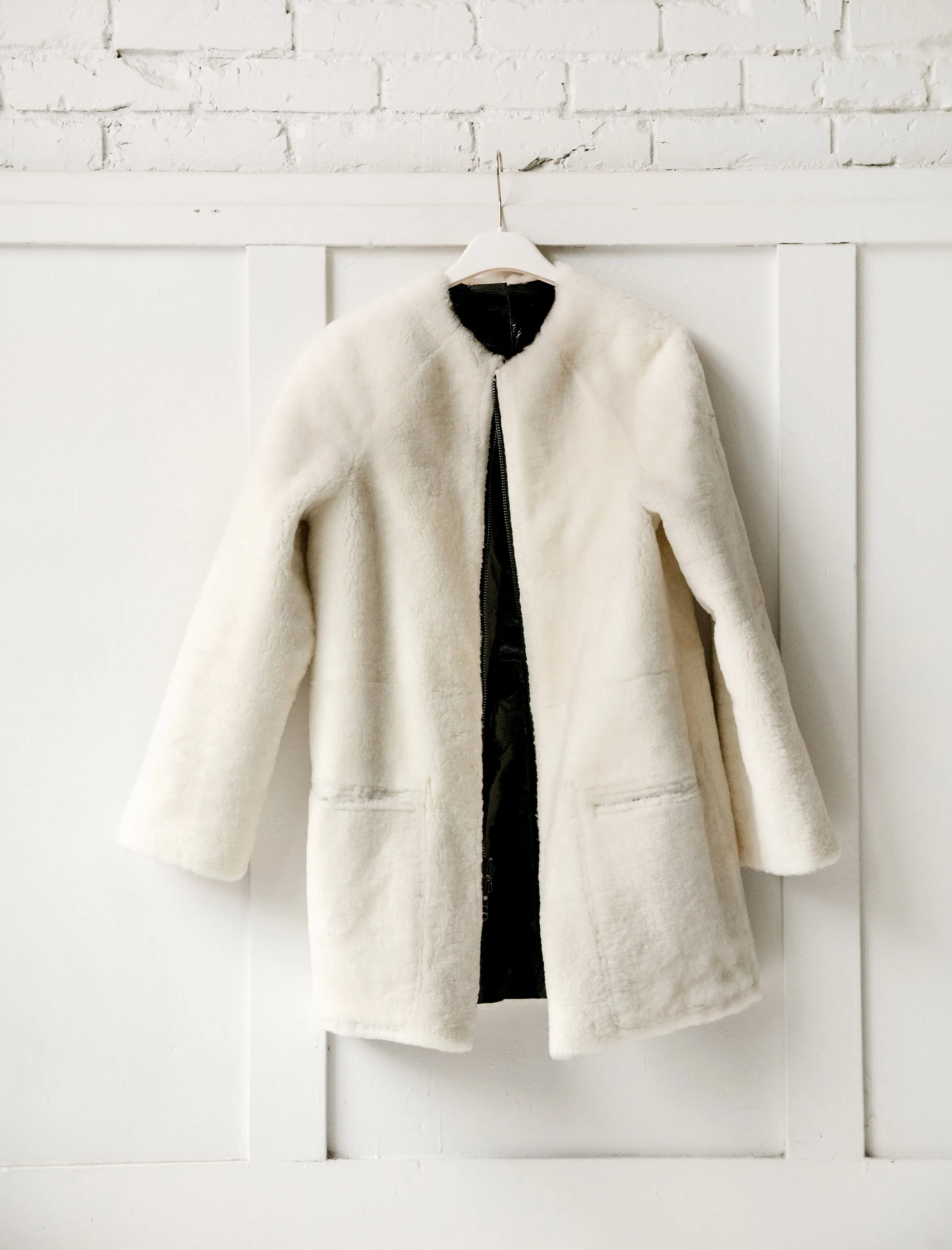 Reversible Enamel Shearling Coat