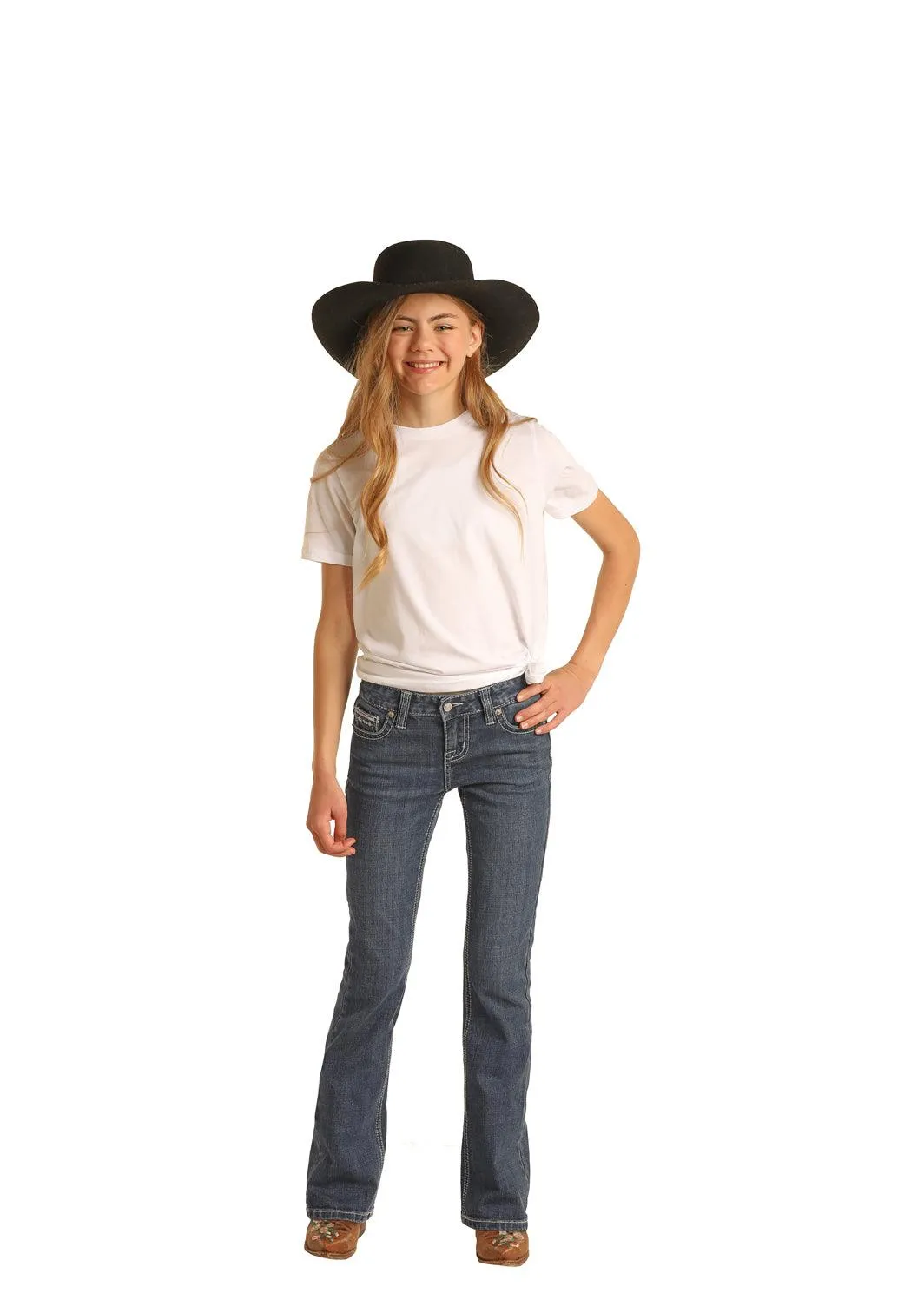 Rock & Roll Cowgirl Girl's Sequin Bootcut Jeans G5-2720