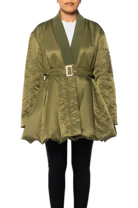 ROSALIA PEPLUM TIE PUFFER JACKET