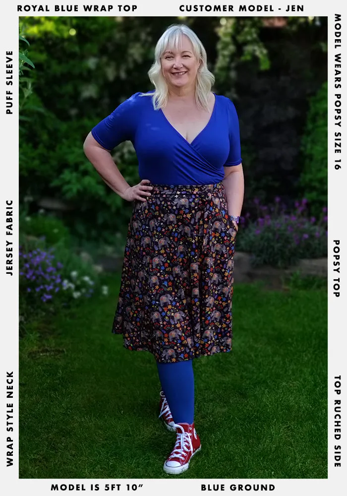 Royal Blue Wrap Top