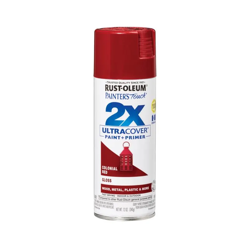 Rust-Oleum Painter's Touch 2X Ultra Cover Gloss Colonial Red Paint Primer Spray Paint 12 oz