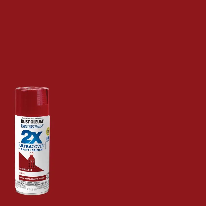 Rust-Oleum Painter's Touch 2X Ultra Cover Gloss Colonial Red Paint Primer Spray Paint 12 oz