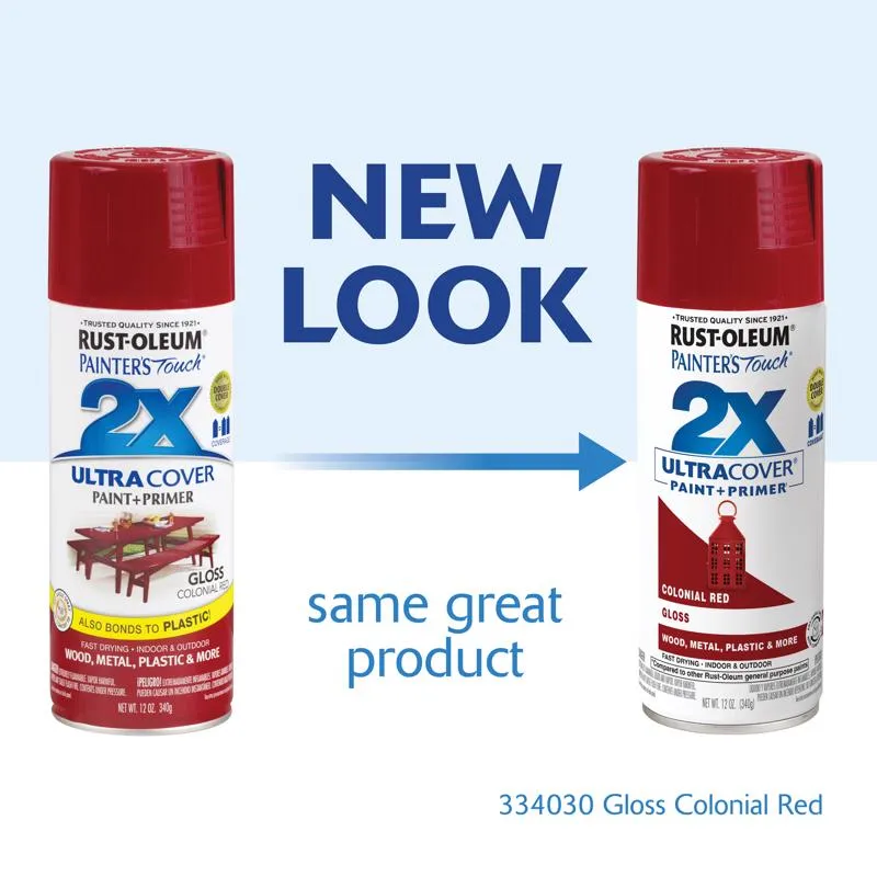 Rust-Oleum Painter's Touch 2X Ultra Cover Gloss Colonial Red Paint Primer Spray Paint 12 oz