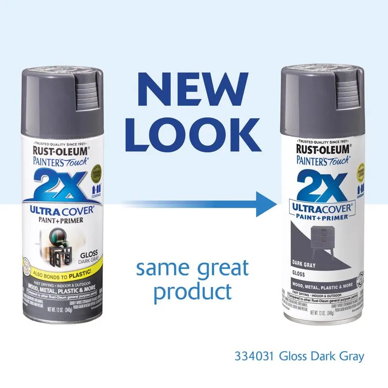 Rust-Oleum Painter's Touch 2X Ultra Cover Gloss Dark Gray Paint Primer Spray Paint 12 oz