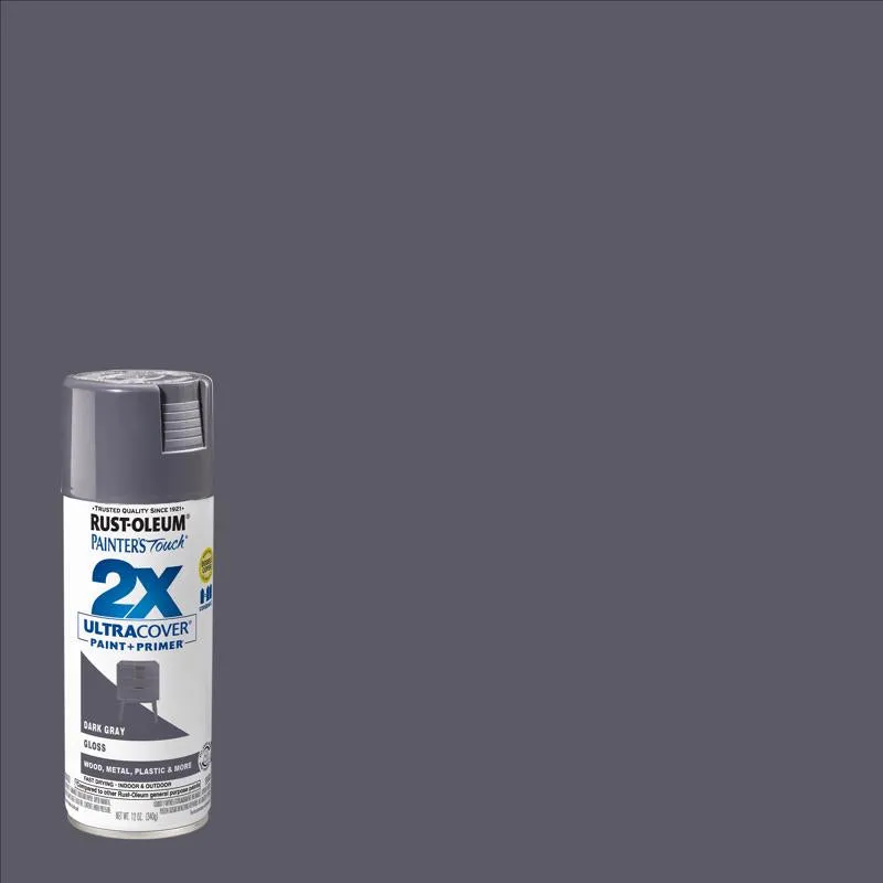 Rust-Oleum Painter's Touch 2X Ultra Cover Gloss Dark Gray Paint Primer Spray Paint 12 oz