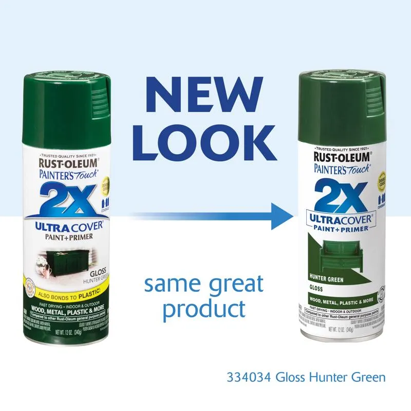 Rust-Oleum Painter's Touch 2X Ultra Cover Gloss Hunter Green Paint Primer Spray Paint 12 oz