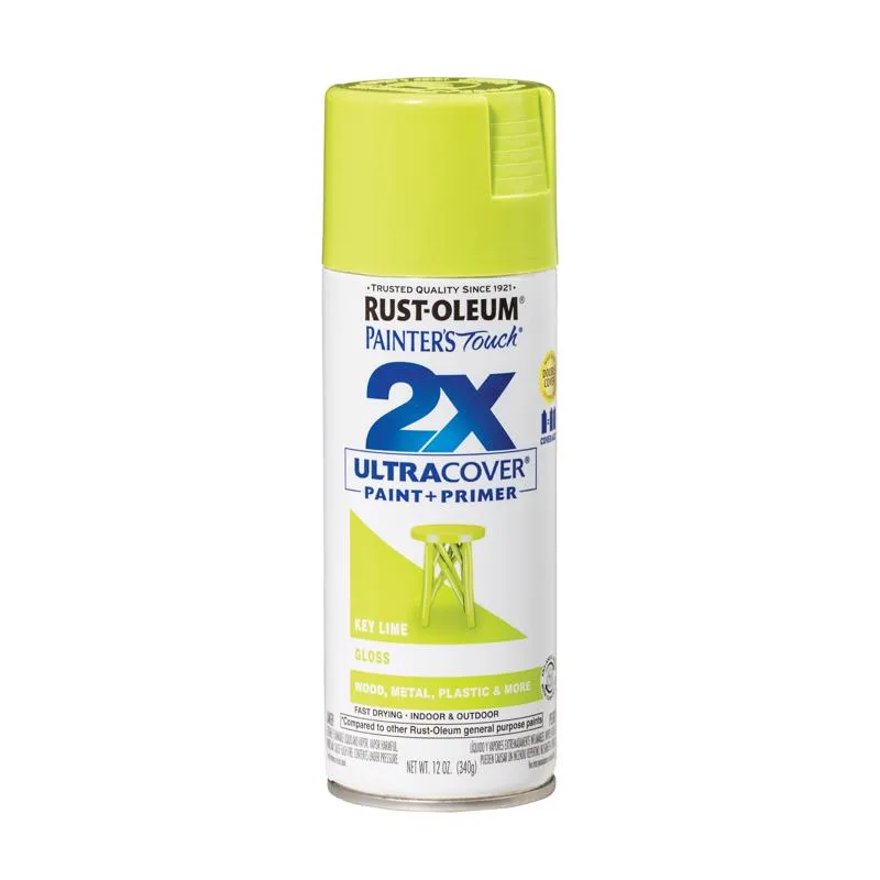 Rust-Oleum Painter's Touch 2X Ultra Cover Gloss Key Lime Paint Primer Spray Paint 12 oz