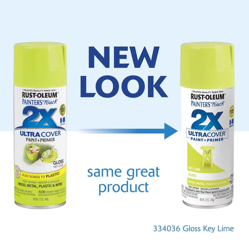 Rust-Oleum Painter's Touch 2X Ultra Cover Gloss Key Lime Paint Primer Spray Paint 12 oz