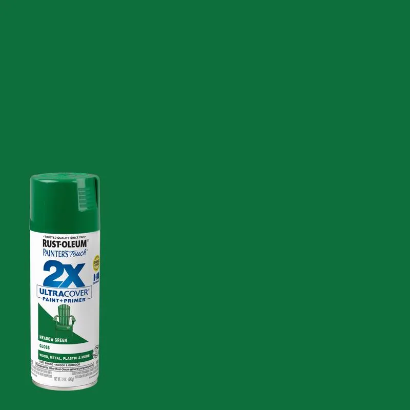 Rust-Oleum Painter's Touch 2X Ultra Cover Gloss Meadow Green Paint Primer Spray Paint 12 oz