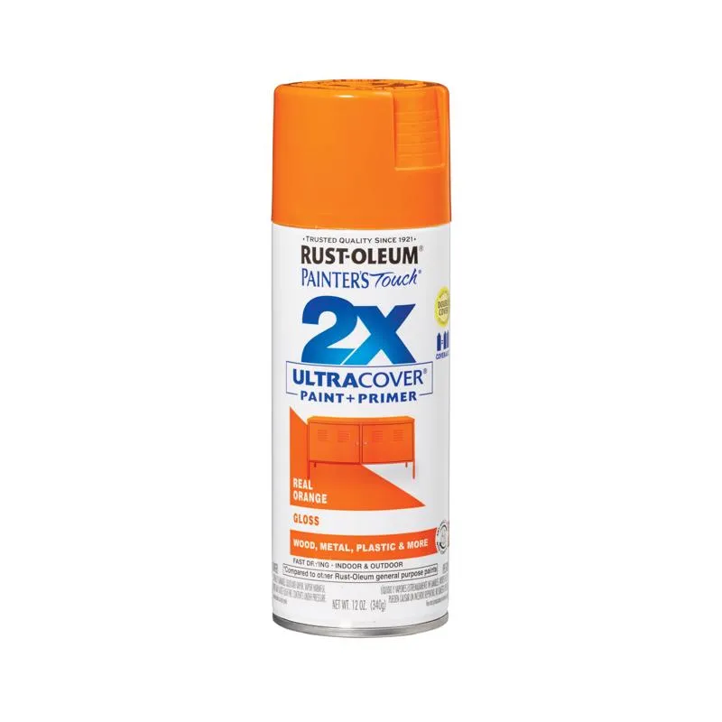 Rust-Oleum Painter's Touch 2X Ultra Cover Gloss Real Orange Paint Primer Spray Paint 12 oz