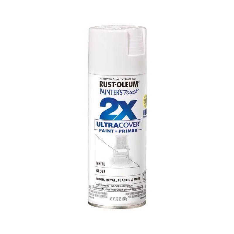 Rust-Oleum Painter's Touch 2X Ultra Cover Gloss White Paint Primer Spray Paint 12 oz