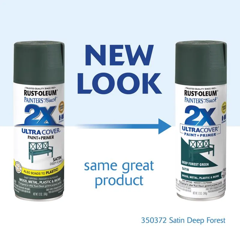 Rust-Oleum Painter's Touch 2X Ultra Cover Satin Deep Forest Paint Primer Spray Paint 12 oz