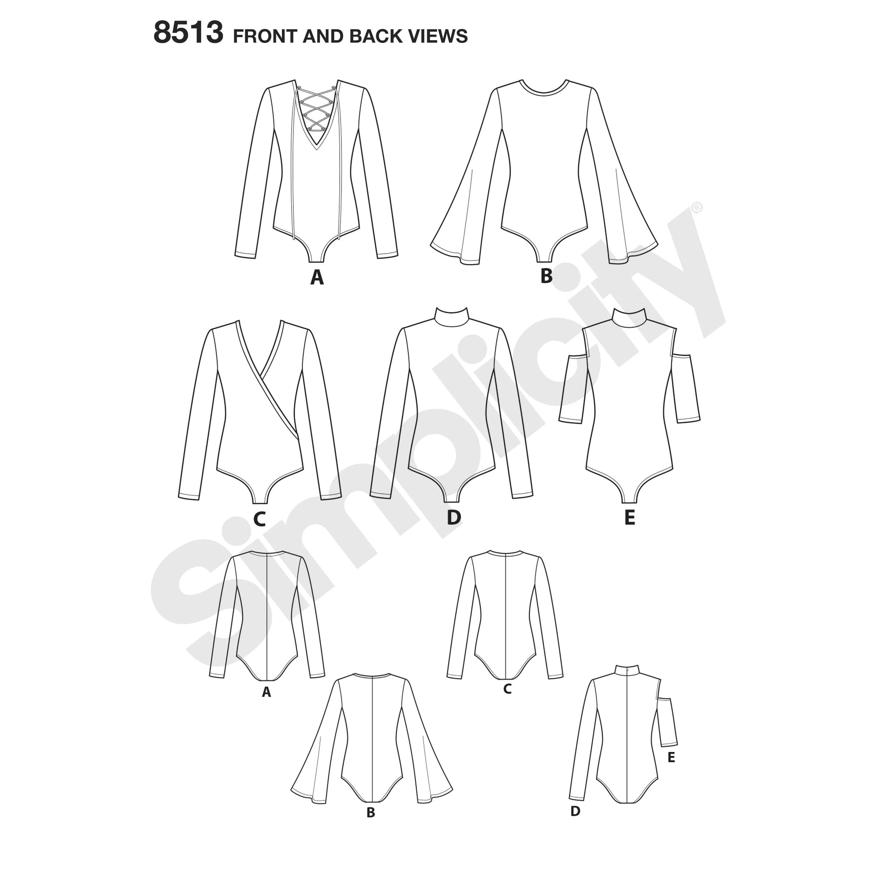 Simplicity Pattern 8513 misses knit bodysuits