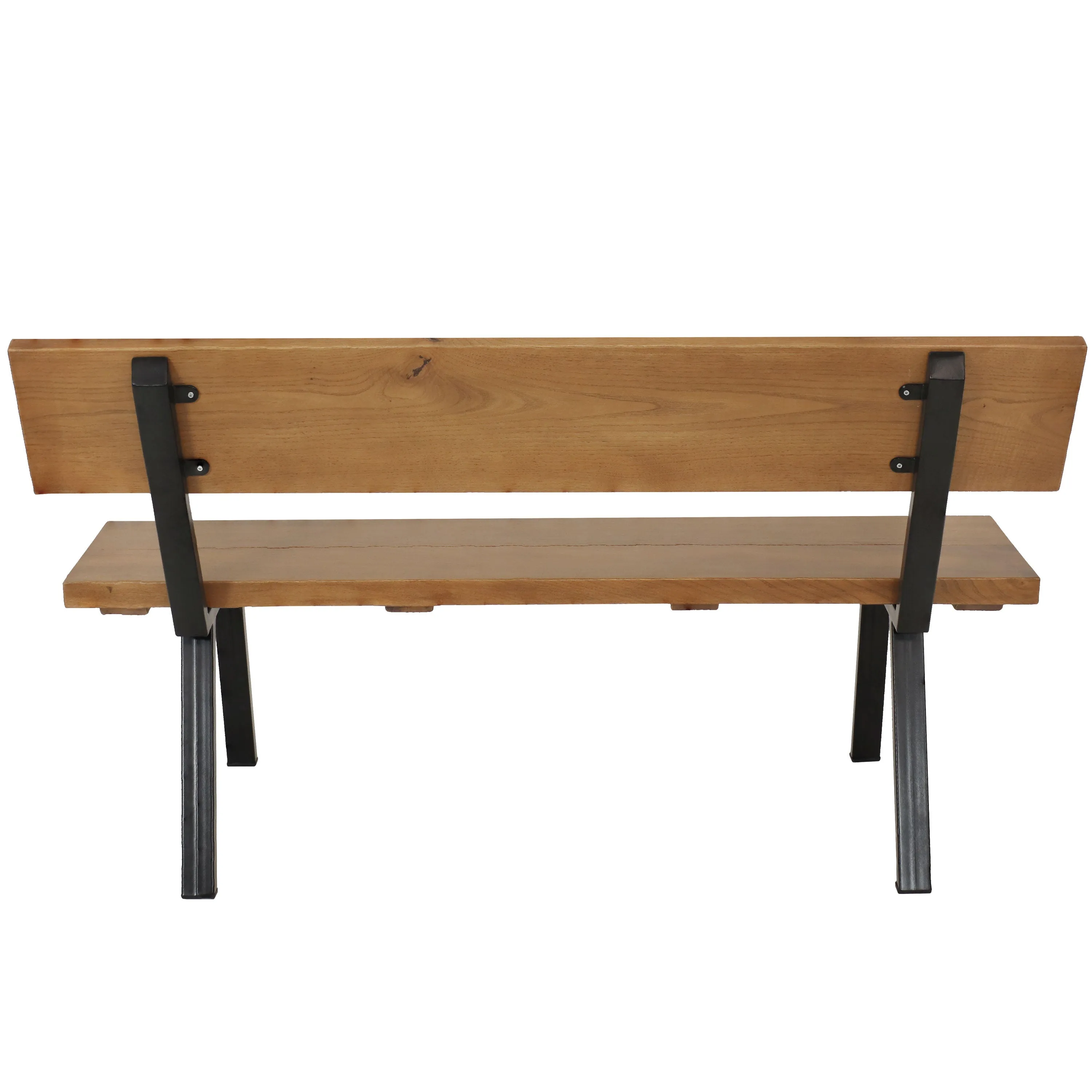 Sunnydaze 59" European Chestnut Wood Patio Bench with Steel Frame